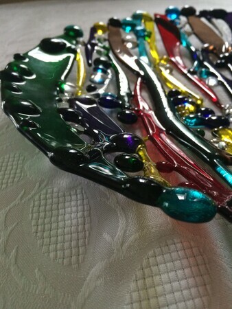 Multi Color Transparent Decorative Bowl ~ Sold
